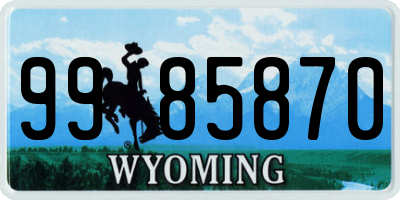 WY license plate 9985870