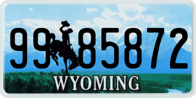 WY license plate 9985872