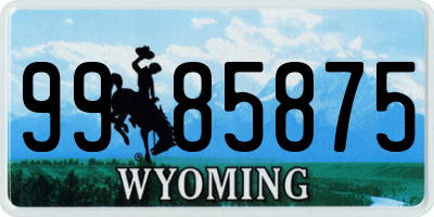 WY license plate 9985875
