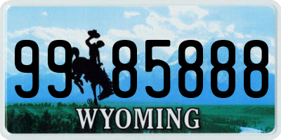 WY license plate 9985888