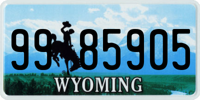 WY license plate 9985905