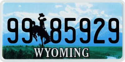 WY license plate 9985929