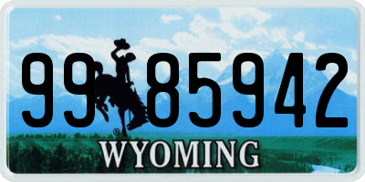 WY license plate 9985942