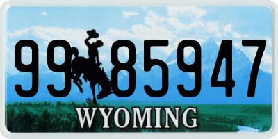 WY license plate 9985947