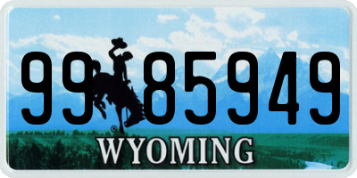 WY license plate 9985949