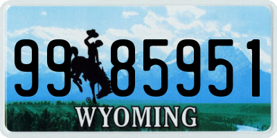 WY license plate 9985951