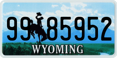 WY license plate 9985952