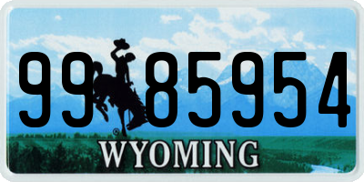 WY license plate 9985954