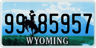 WY license plate 9985957