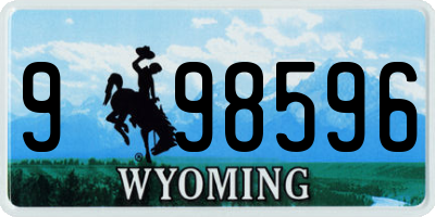 WY license plate 998596