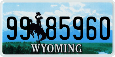 WY license plate 9985960