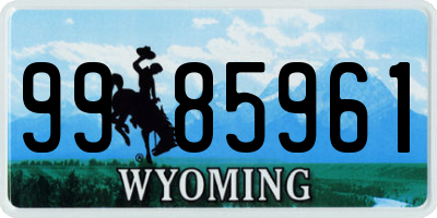 WY license plate 9985961