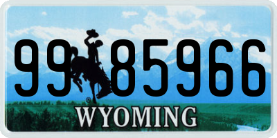 WY license plate 9985966