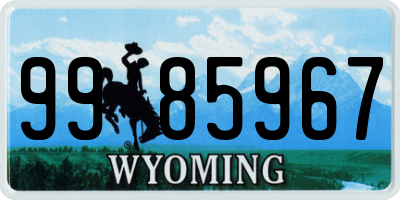 WY license plate 9985967