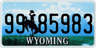 WY license plate 9985983