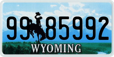 WY license plate 9985992