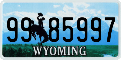 WY license plate 9985997