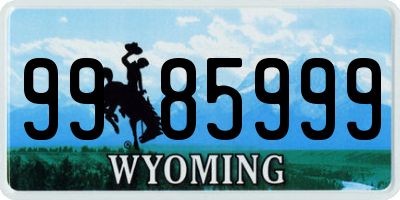 WY license plate 9985999