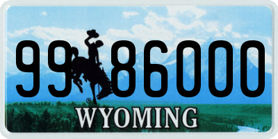 WY license plate 9986000