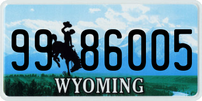 WY license plate 9986005