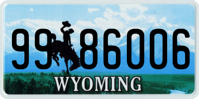 WY license plate 9986006