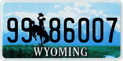 WY license plate 9986007