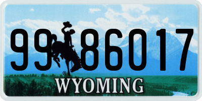 WY license plate 9986017