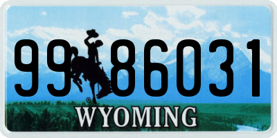 WY license plate 9986031