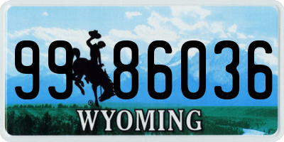 WY license plate 9986036