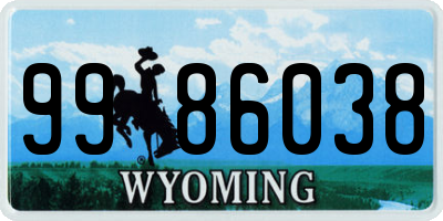 WY license plate 9986038