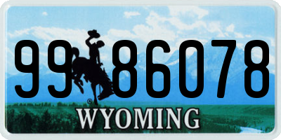 WY license plate 9986078