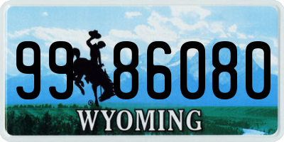 WY license plate 9986080