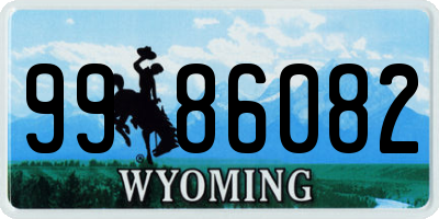 WY license plate 9986082