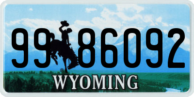 WY license plate 9986092