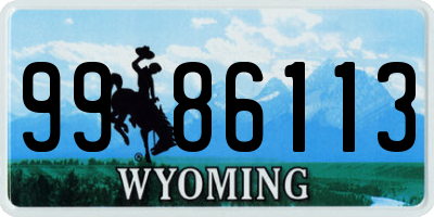 WY license plate 9986113