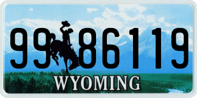 WY license plate 9986119