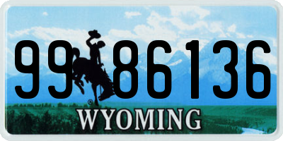 WY license plate 9986136