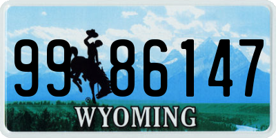 WY license plate 9986147