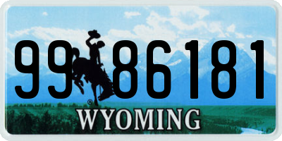 WY license plate 9986181