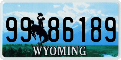 WY license plate 9986189