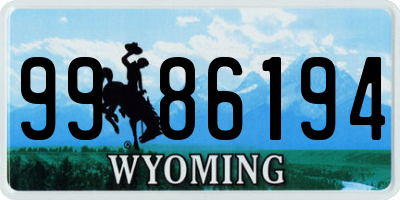 WY license plate 9986194