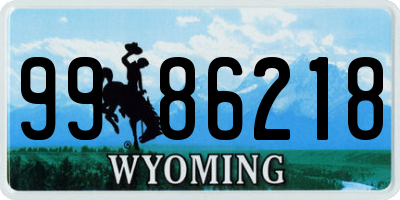 WY license plate 9986218