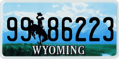 WY license plate 9986223