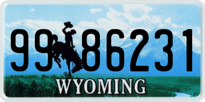 WY license plate 9986231