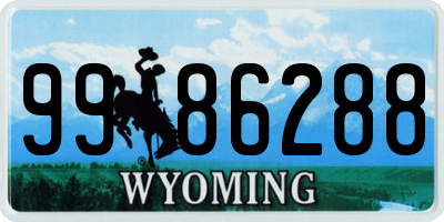 WY license plate 9986288