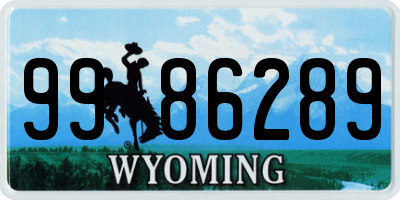 WY license plate 9986289