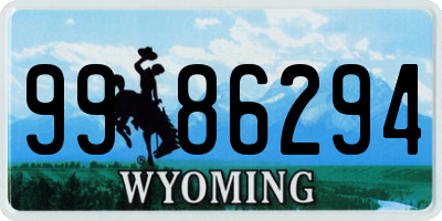 WY license plate 9986294