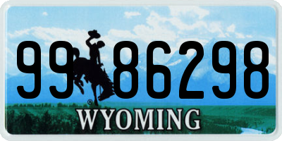 WY license plate 9986298