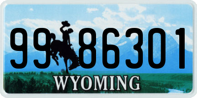 WY license plate 9986301