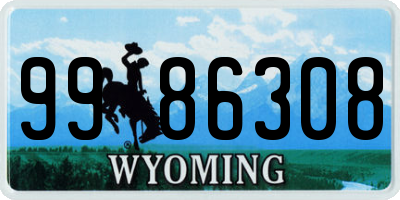 WY license plate 9986308